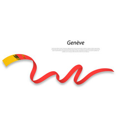 Waving Ribbon Or Stripe With Flag Of Geneva