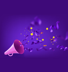 Loud Speaker With Ribbons And Golden Confetti 3d