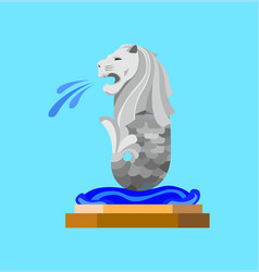 Merlion Singapore Monument Icon Flat Design