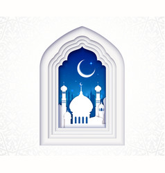 Paper Cut Arabian Mosque Islamic Window Ramadan