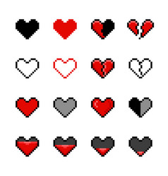 Pixel Heart Icon Set Love Symbol