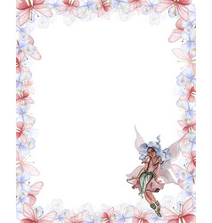 Watercolor Square Spring Flowers Frame In Cartoon