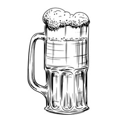 Bubbly Beer In Tall Mug Drawn