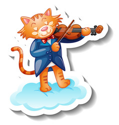 Cat Playing Violin On A Cloud