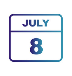 July 8th Date On A Single Day Calendar