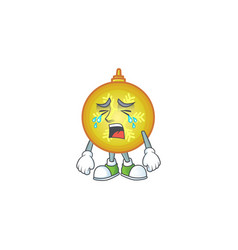 Sad Crying Yellow Christmas Ball Cartoon Style