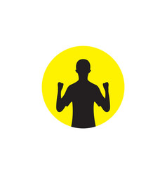 Silhouette Young Man Spirit Hands Logo Design