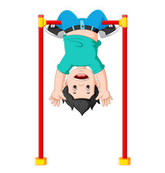 Boy Is Hanging On Monkey Bar