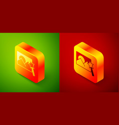 Isometric Photo Retouching Icon Isolated On Green