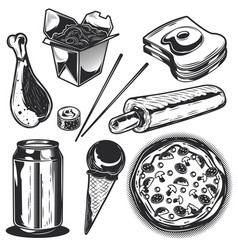 Set Of Different Fas Food Elements For Creating