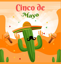 Flat Cinco De Mayo Background Cactus