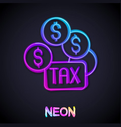 Glowing Neon Line Tax Payment Icon Isolated On