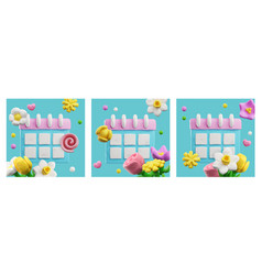 Page Of A Desk Calendar With Spring Flowers 3d