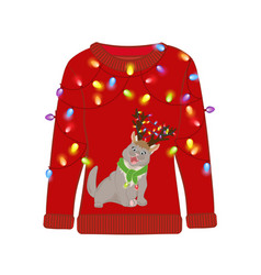 Ugly Christmas Party Sweater With Funny Cat Print