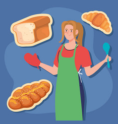 Woman Cooking Bread