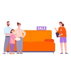 Family Choosing Sofa In Furniture Store Sale With