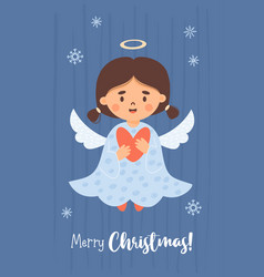 Merry Christmas Little Angel Girl With Heart