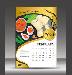 Calendar 2024 Template Thai Food Concept February