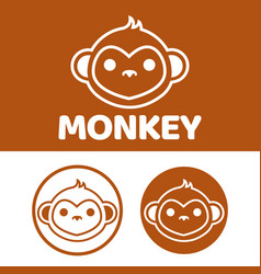 Cute Kawaii Head Monkey Ape Mascot Cartoon Logo