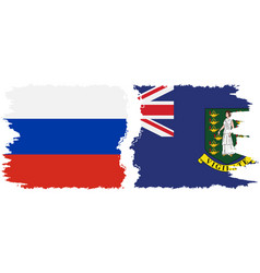 British Virgin Islands And Russia Grunge Flags