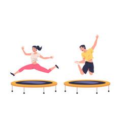 Excited Man And Woman Character Jumping