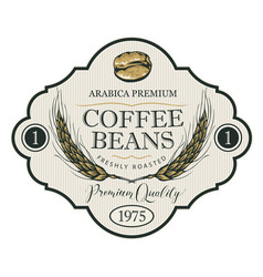 Label For Coffee Beans With Wheat Ears