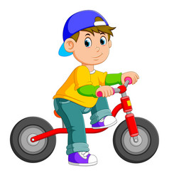 Little boy driving bicycle Royalty Free Vector Image