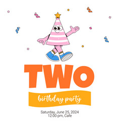 Two Happy Birthday Party Invitation In Retro