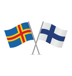 Aland Islands And Finland Crossed Flags