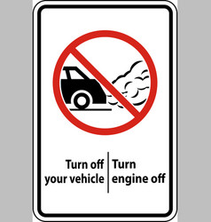 Turn Engine Off Sign On White Background