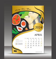 Calendar 2024 Template Thai Food Concept April