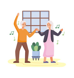 Active Seniors Couple Dancing Characters