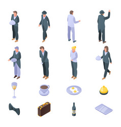 Butler Icons Set Isometric Style