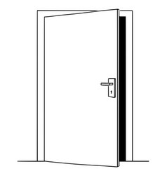 Cartoon Drawing Slightly Open Door Opportunity