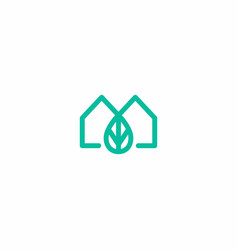 Linear Logo Design Of Leaf Green House Organic