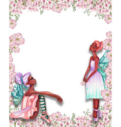 Watercolor Square Spring Flowers Frame In Cartoon