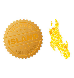 Zanzibar Island Map Mosaic Of Gold Elements