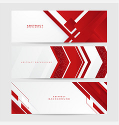 Abstract Red And White Grey Tech Geometric Banner