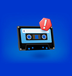 Retro Audio Cassette With Stop Sign 3d