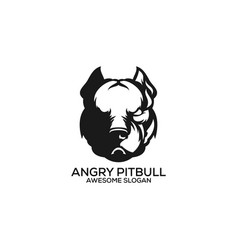 Angry Pitbull Logo Design Silhouette Line Art