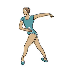 Dancing Ballet Woman Drawing In Boho Style