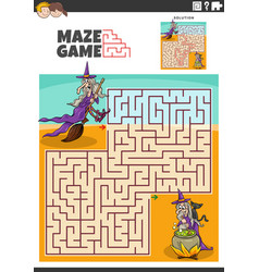 Maze Activity With Two Witches Fantasy Characters