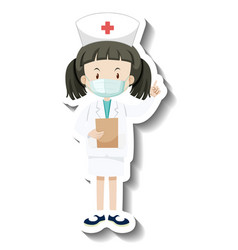 A Nurse Girl Wearing Mask Cartoon Character