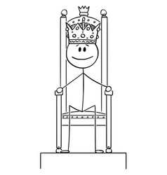 Cartoon Smiling Man Or King Sitting