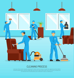 Industrial Cleaning Team Work Flat Poster