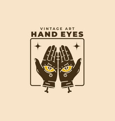 Vintage Art Of Two Hand With Eyes