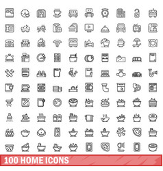 100 Home Icons Set Outline Style