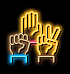 Human Hands Race Gestures Neon Glow Icon