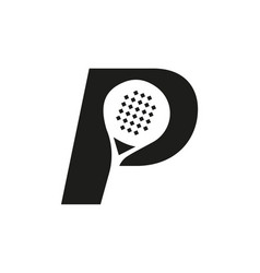 Letter P Padel Racket Logo Design Template Beach