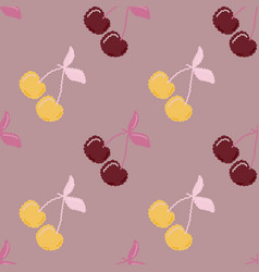 Cute Cherry Seamless Pattern Hand Drawn Cherries